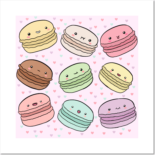 Kawaii pastel macarons Wall Art by Yarafantasyart